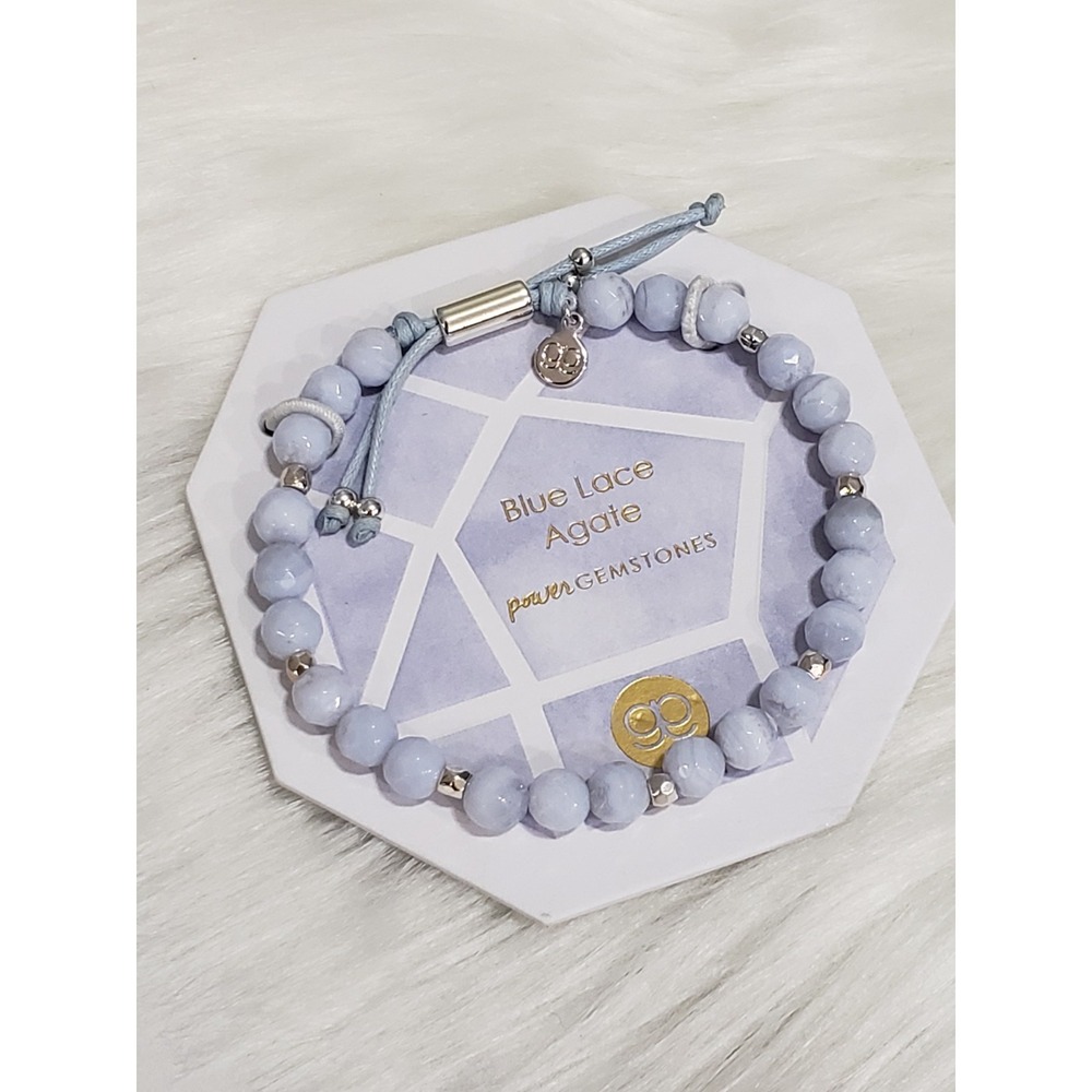 NEW Gorjana Power Gemstone Blue Lace Agate Adjustable Bracelet